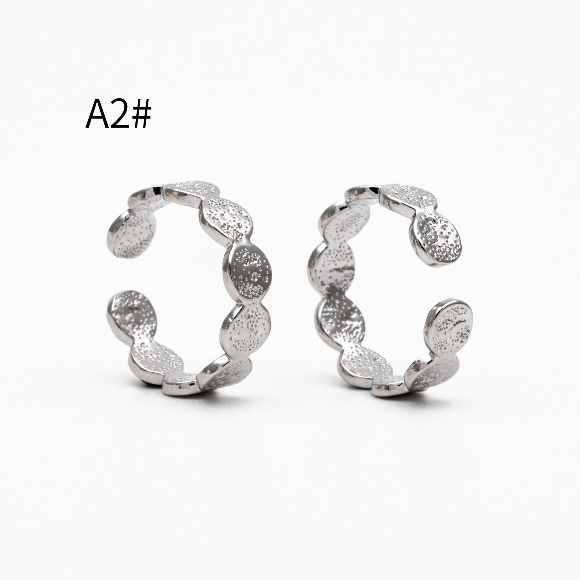 4pcs Gold/ Silver Hammered Ring, Purple CZ Ring, Stacking Ring, Statement Ring, Adjustable Ring (#JZ-030)